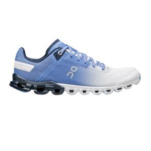 On Cloud Flow Sneakers Tennis Running Shoes Womens 9.5 White Blue Lace Up Swiss